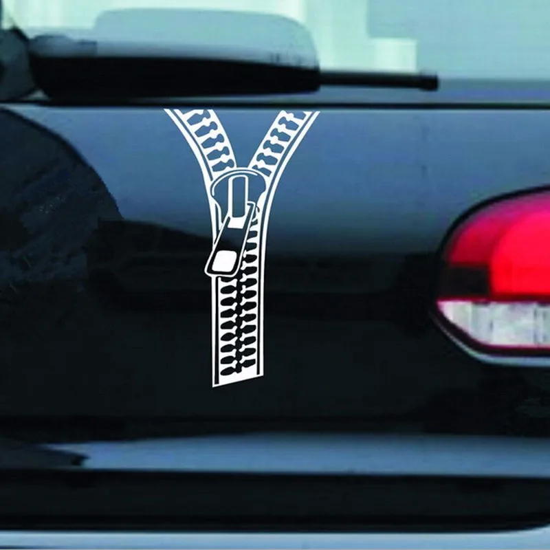 JLEC 19x9cm Car Styling Zipper Sticker Waterproof Open the Zipper Car Cartoon Sticker Window Sticker for Auto Decal Accessorices