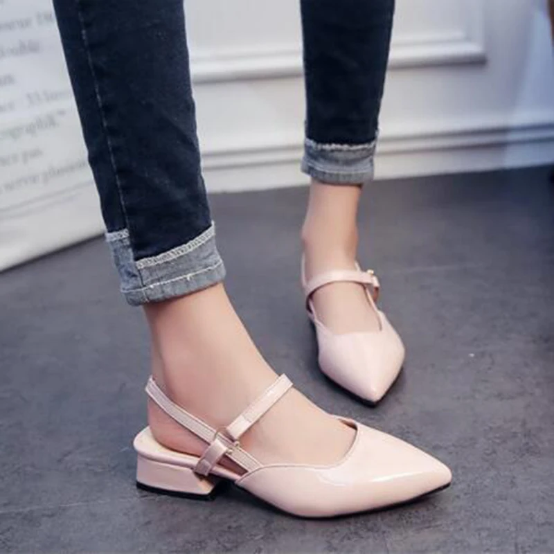 leather chunky heel sandals