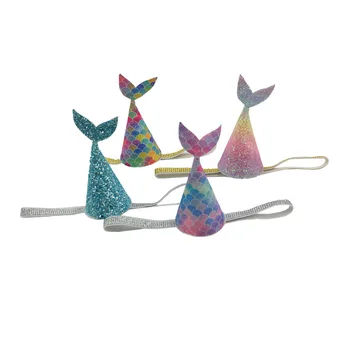 

Mermaid Birthday Crown Headband 8Pcs/pack Rainbow Glitter Floral Baby Girls Hair Accessory Kidocheese