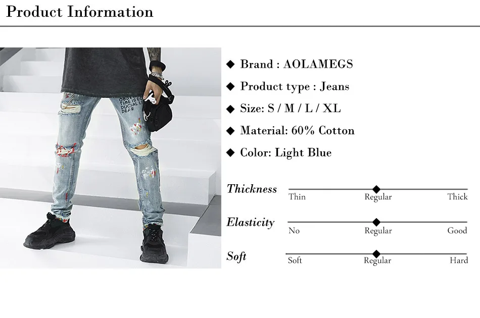 Aolamegs байкерские джинсы, мужские джинсовые штаны с надписями и дырками, мужские винтажные обтягивающие джинсы, мешковатые брюки, джинсы для мальчиков, модная уличная одежда