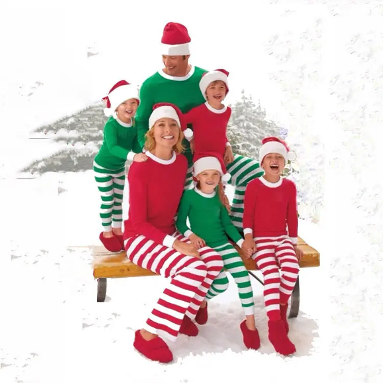 

Femmes Hommes Assorties Family Christmas Pyjama outfits Coton cotton Ensemble set adult striped clothes
