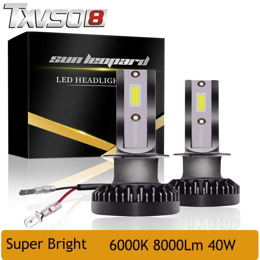 

TXVSO8 2PCS LED H7 H1 mini Car headlight Bulbs With COB Chip car LED light Lamps H11 Kit 6000K Headlamp Auto 12V 40W 8000Lm lamp