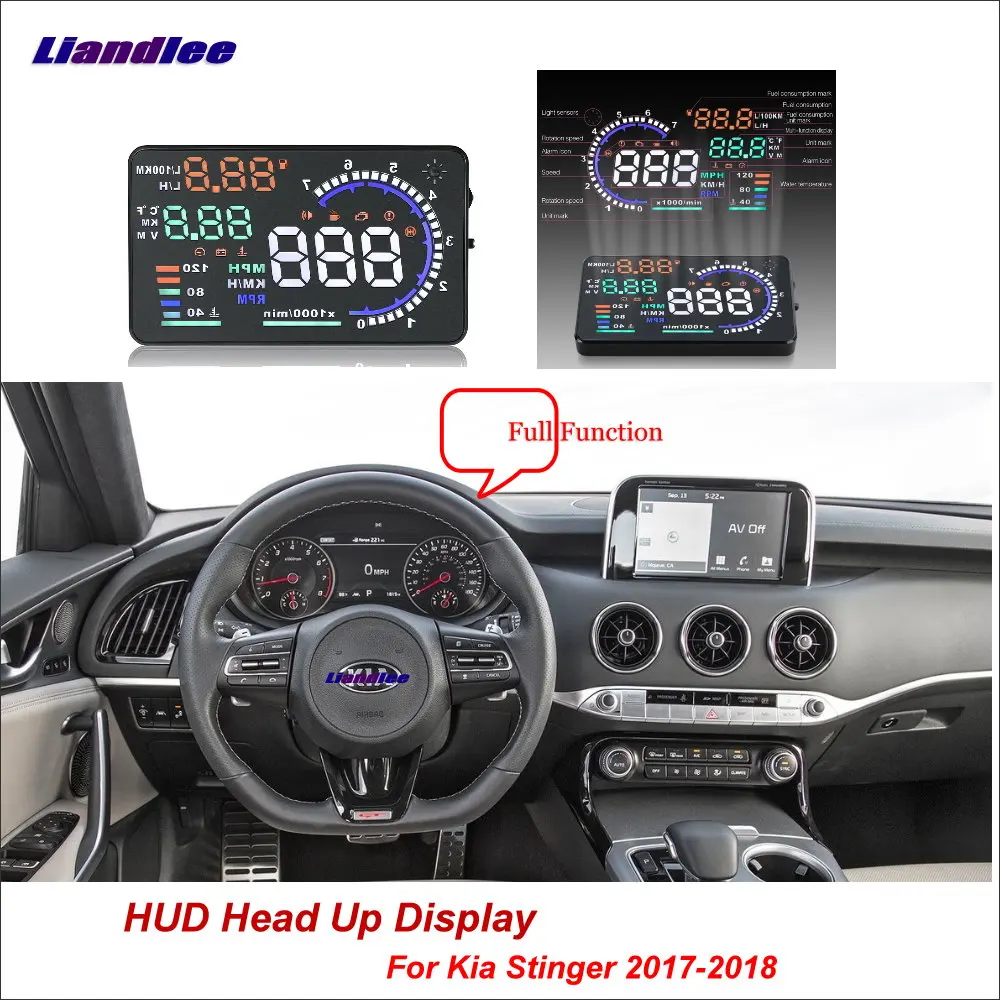 Liandlee Автомобильный дисплей HUD для Kia Stinger- безопасный экран вождения OBD II проекционный Спидометр лобовое стекло