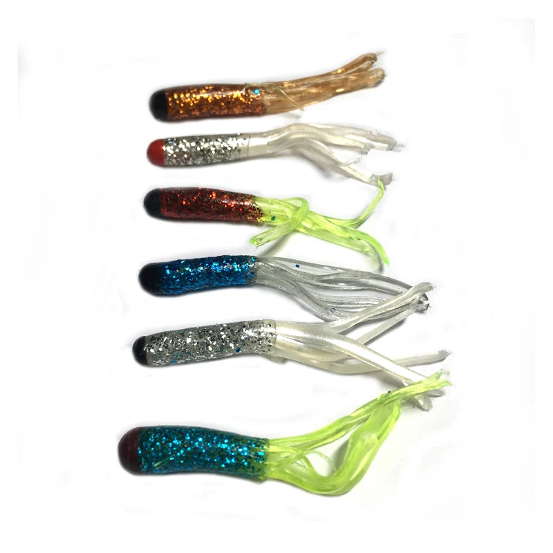 

20pcs/lot strength ultrasoft soft tube skirts colorful soft crappie lures Skirted rubber tube squid soft lure for fishing
