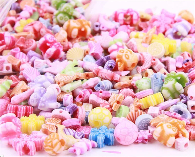 Смешанные 300 шт DIY россыпью акриловые бусины(без коробки) Аксессуары для ожерелья и браслетов для девочек развивающие игрушки бисер для детей наборы - Цвет: I