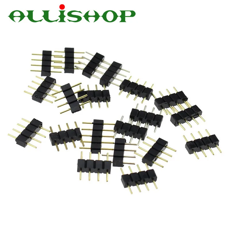 

10Pcs 4 Pin Male RGB Connector Adapter pin needle male type double 4pin,For SMD RGB 5050 3528 LED Strip DIY lights insert