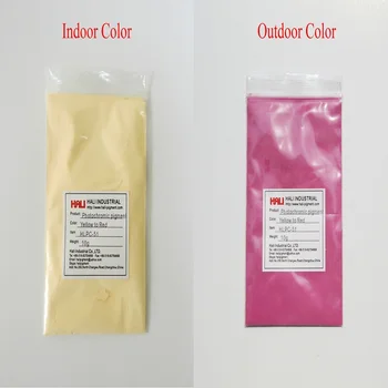

double color photochromic pigment,solar active pigment,color:yellow to red,item:HLPC-51,minimum order:1kg,shipping by Fedex...