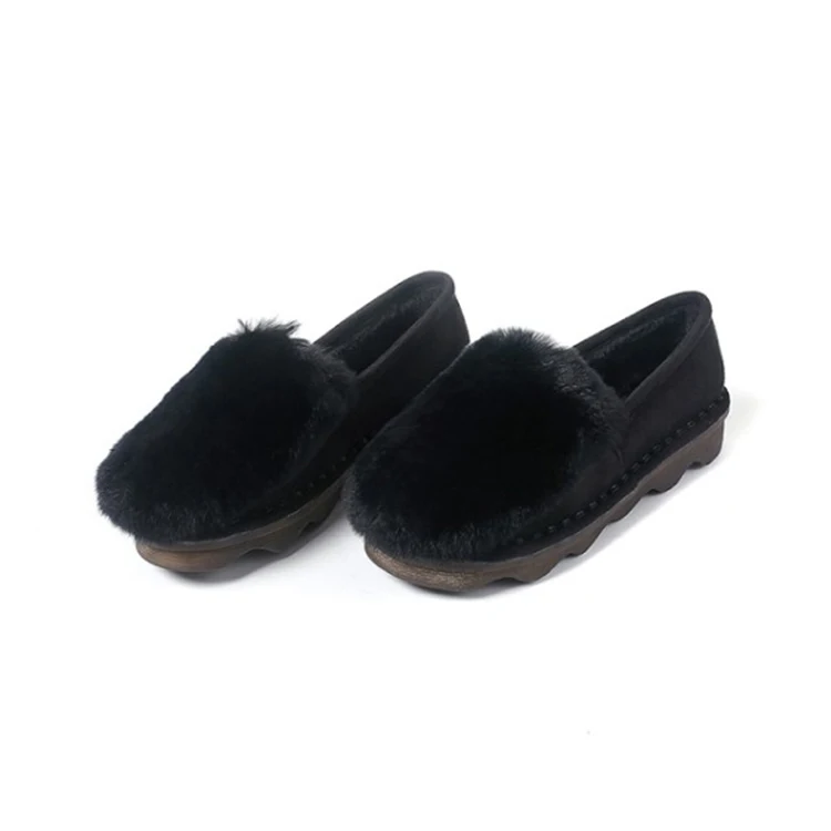 Fourrure Kaki black Rond Chaussures Appartements Bout 2018 Femmes Mljuese Cheveux Couleur Khaki Kid Lapin Confortable Suede Printemps hrsQtdxC