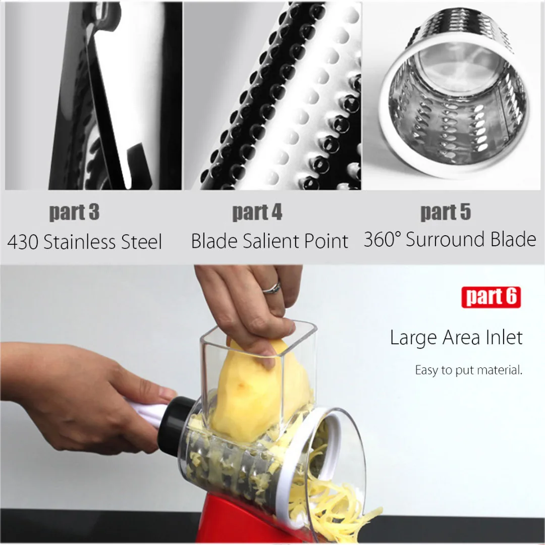 1set 3 in 1 Round Kitchen Fruit Potato Carrot Julienne Grater Cheese Vegetable Slicer Green Red