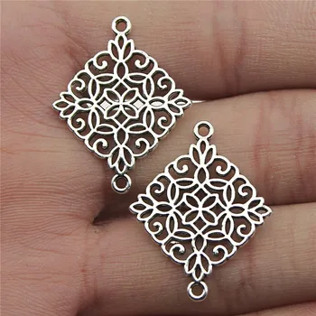 

Charms Connector Antique Silver Color Flower DIY Jewelry Making Accessories 22x28mm 20pcs/lot