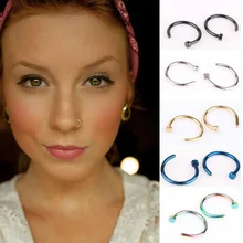 QCOOLJLY Fashion Fake Septum Medical Titanium Nose Ring Piercing Body Clip Hoop For Women Girls Septum