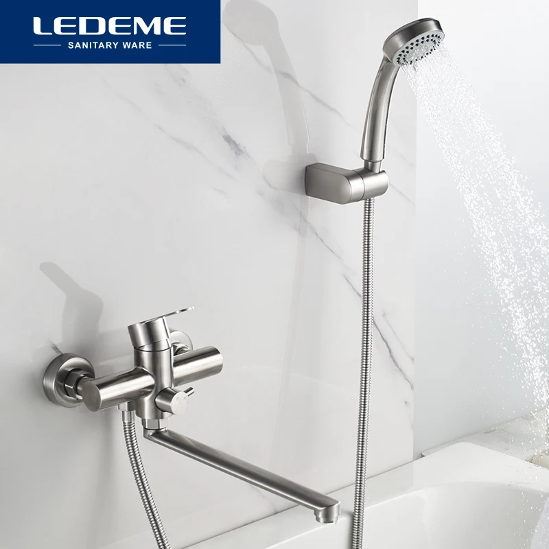 Online LEDEME Bad Dusche Armaturen Set Badewanne Wasserhahn Wasser Mischer Kran Wasserhahn mit Hand Dusche Edelstahl Bad Armaturen L72203