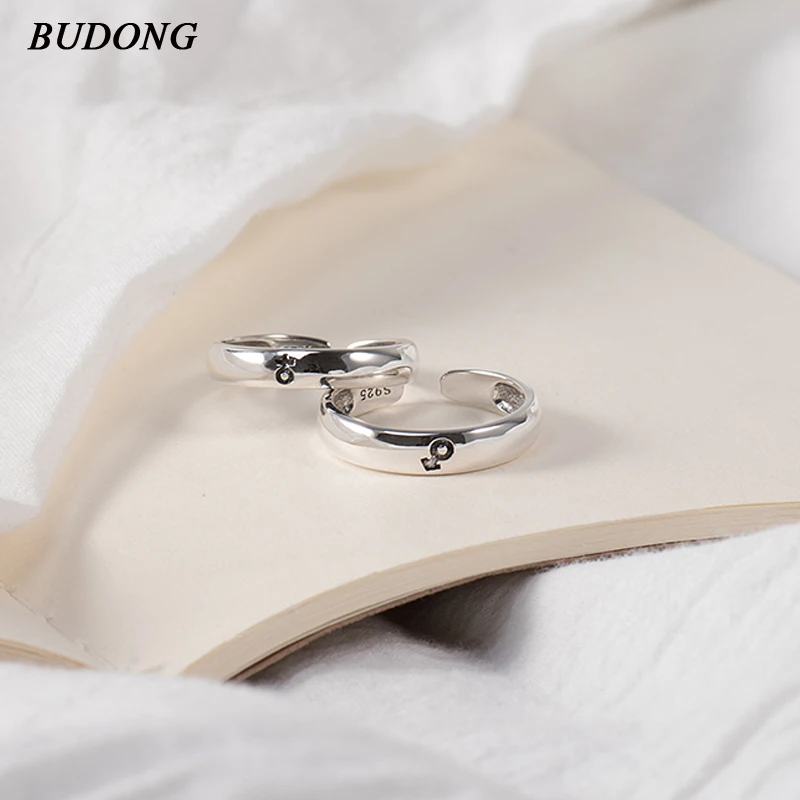 

BUDONG 2018 Infinity 925 Sterling Silver Finger Rings Lovers' Couples' Wedding Engagement Jewelry Ring Christmas Gift XURT097