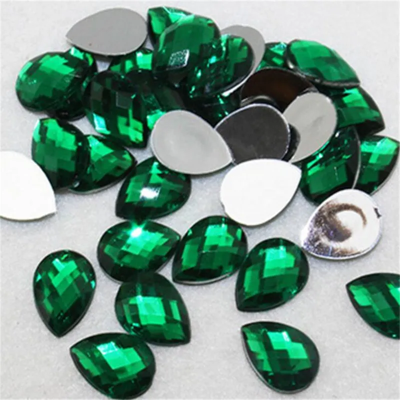 DIY Bling Изумрудный цвет форма капли решетки ограненные акриловые Стразы Flatback
