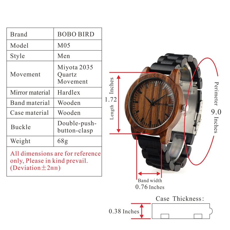 BOBO BIRD WM05 мужские и женские деревянные часы, чехол из красного сандалового дерева, шкала, циферблат из черного дерева, кварцевые часы, фирменный дизайн, OEM