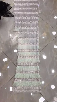 

Nice Jolin-6667 fringel tessel embroidery net tulle mesh lace fabric for wedding dress