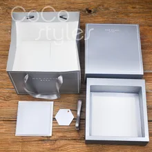 Cocostyles Заказная пустая короткая квадратная белая печатная коробка с ручной сумкой для свадебной вечеринки спасибо подарочная коробка