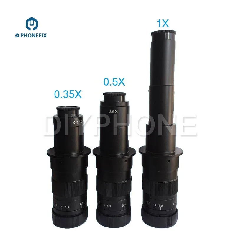  PHONEFIX 1.0X 0.5X 0.35X C-mount Glass Lens Adapter 0.7X~4.5X Magnification For Industry Microscope