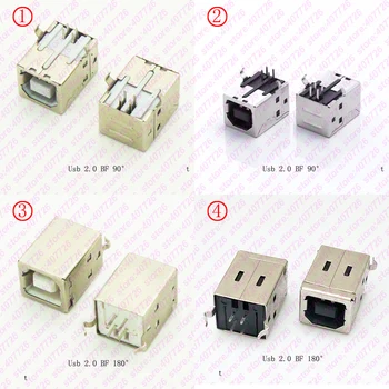 

100PCS USB 2.0 Connector Socket Jack Female Type B 90/180 Degree Connector Soldering PCB Connector Printer interface White/Black