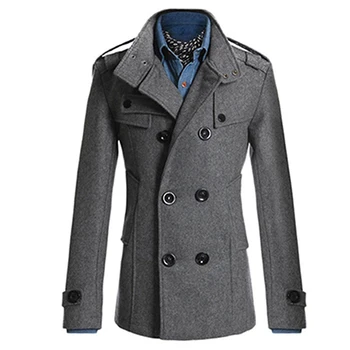 

Fashion Men Double Breasted Winter Slim Warm Jacket Stylish Trench Coat Outwear