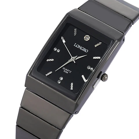 

Fashion Rectangle LONGBO Brand Japan Quartz Clocks Men Full Black Stainless Steel Band High cost performance Wristwatch Movement