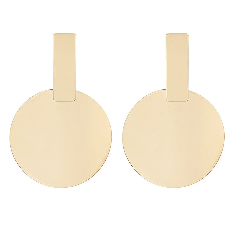 

Korean Trendy Exaggerated Big Earrings Geometric Round Glossy Metal Dangle Drop Earrings For Women Earings Fashion Jewelry 2019