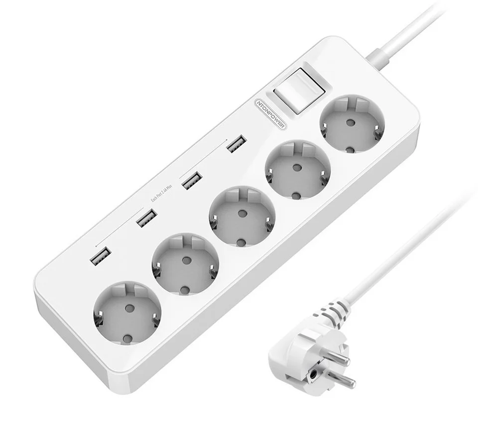 Nton Мощность MPS USB Расширители ЕС Plug Мощность Outlet 5 AC Стабилизатор напряжения Защита от перегрузки с 4 USB интеллектуальная подзарядка Порты - Цвет: White