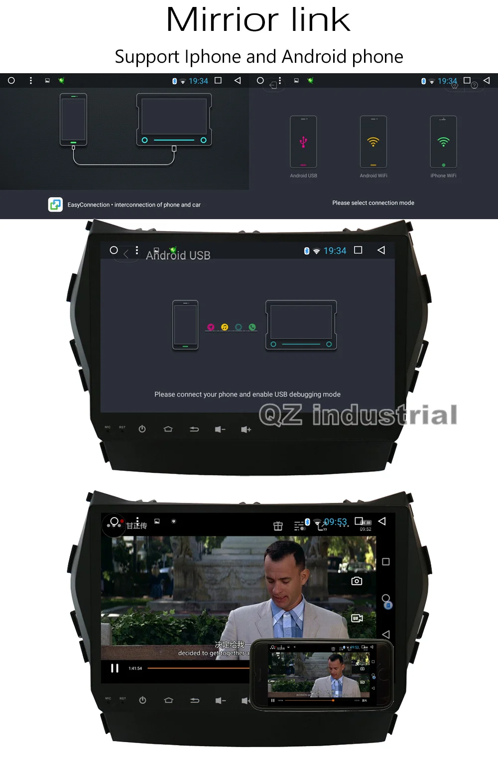 Perfect QZ industrial HD 9inch Android 8.1 T3 for Hyundai IX45 Car DVD Multimedia player with Radio Navigation BT GPS 3G 4G WIFI RDS Map 13
