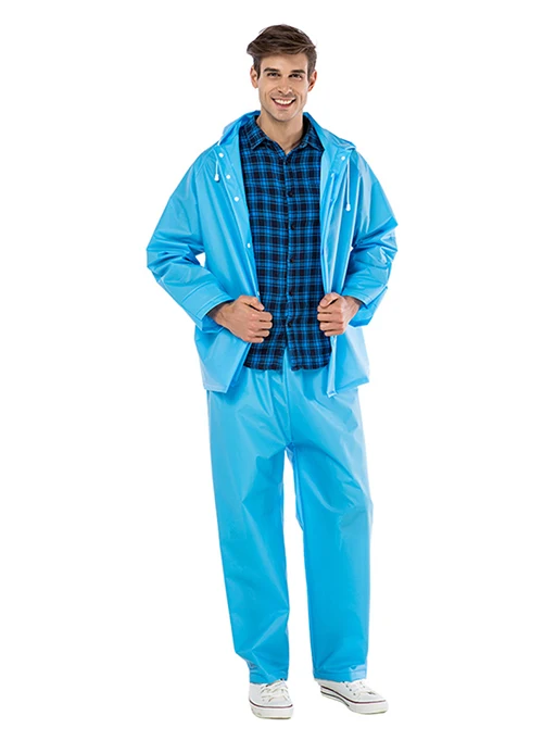 Freesmily многоразовый женский и мужской водонепроницаемый дождевик, дождевик, штаны, дождевик, куртка, штаны, набор с капюшоном для пеших прогулок, Дрифтинг - Цвет: blue