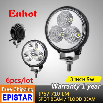 

ENHOT 6pc 3'' 9W LED Work Light Bar spot flood beam for Indicators Motorcycle Driving Offroad Boat Car Tractor Truck 4x4 SUV ATV