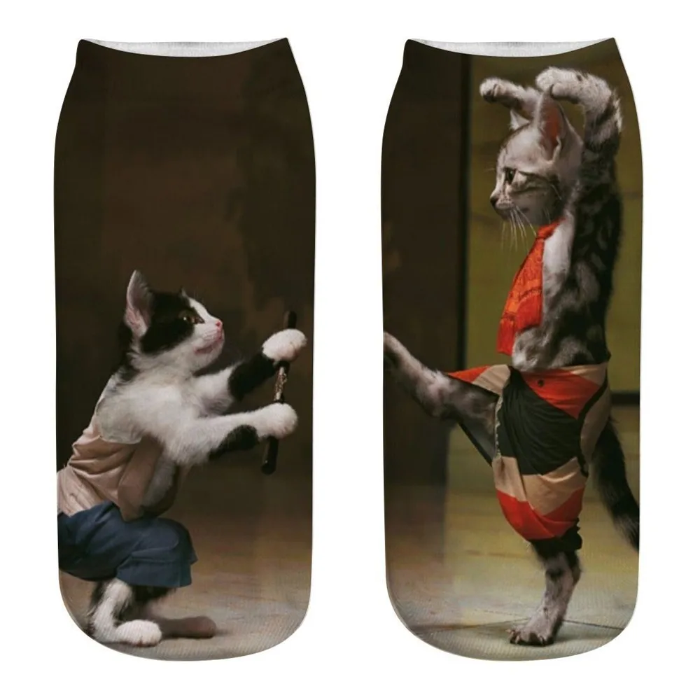 

ISHOWTIENDA Socks Cotton Cute Women Autumn Winter Warm Christmas Socks 3D Print Comfortable Unisex Funny Socks With Cat meias
