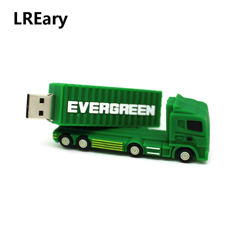 Мультфильм зеленый грузовик модель карта памяти, Флеш накопитель грузовик/грузовой поезд, usb флэш-накопитель Флешка 128MB 4GB 8GB 16GB 32G 64GB