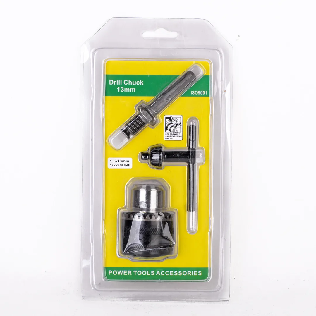 New Metal Rotary Hammer Drill Chuck Adapter 1.5-13mm 1/2 inch - 20UNF High Precision Thread With SDS Plus + Key Kit