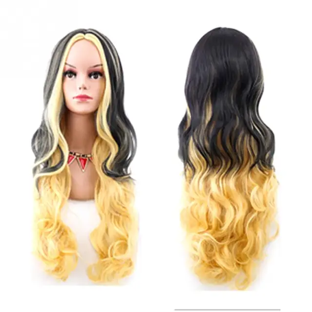 2018 New HOT Halloween Color Curl Gradient Hair Cosplay wig halloween