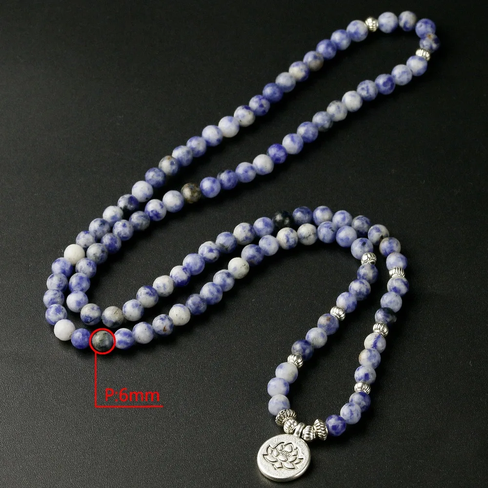 STONE OF POWER Natural Blue Point Stone bracelets OM Lotus Charm Jewelry 6mm Sodalite Bracelet Men Meditation Yoga Women Gift