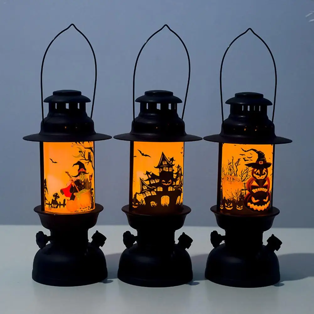 

Halloween Decorations Portable Halloween Witch Pumpkin Pattern Horror Wind Lights Bar Innovative Atmosphere Decorations