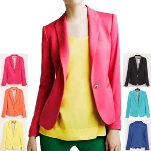 

Fashion Spring Candy Color Basic Jackets Women Plus Size Cardigan Office Lady One-button Coat Spring Jacket Roupas Femininas New