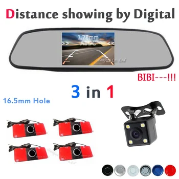 

Koorinwoo 2019 Original Car Parking Sensors 4 Buzzers Car Rear view camera Reverse Back Car LCD Monitor Mirror Auto Accessories