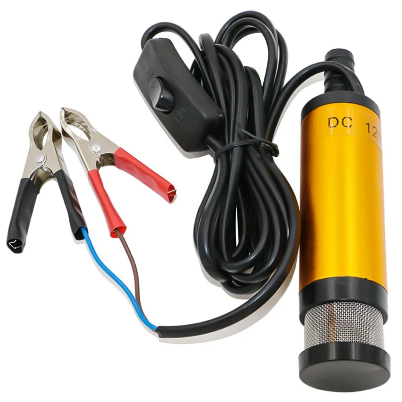 

DC 12V 38MM Aluminium Alloy Portable Auto Car Electric Submersible Pump Fuel Water Oil Barrel Pump Tool with 2 Alligator Clips