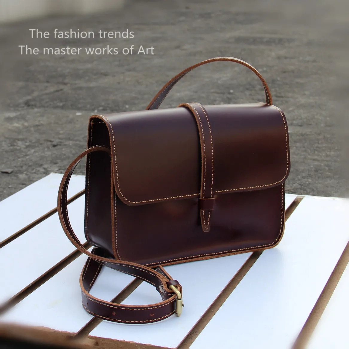 

Spring and summer handmade mini bag brief vintage fashion preppy style genuine leather bag