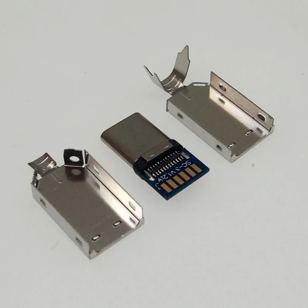 

10set DIY USB Type-C Male Plug Welding Wire Connector With Metal Shell
