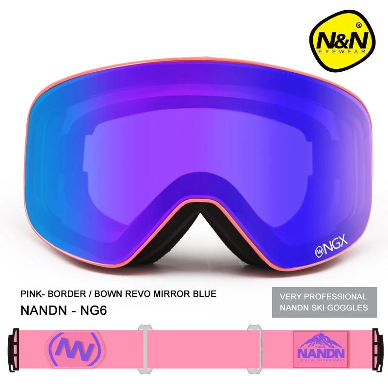 New NANDN brand ski goggles Ski Goggles Double Lens UV400 Anti-fog Adult Snowboard Skiing Glasses Women Men Snow Eyewear