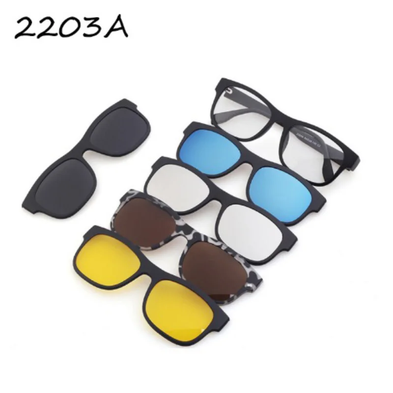 Новые солнцезащитные очки с магнитным креплением на солнцезащитные очки UV400 Пеший туризм, линзы с 5ю категориями защиты поляризованные очки для вождения, зеркальные очки от близорукости по рецепту - Цвет: 2203