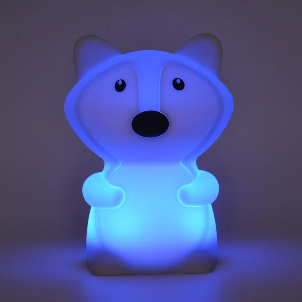 SuperNight Cute Cartoon Fox LED Night Light Touch Sensor 9 Colors Silicone Kids Children Baby Bedroom Bedside Table Lamp Gift (2)