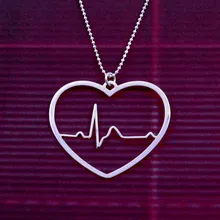 Heart Beat Necklace Heart rhythm EKG Valentines Day Silver Plated Chain For Women Pendant Fashion jewelry woodgrain heart pattern valentines day door stickers