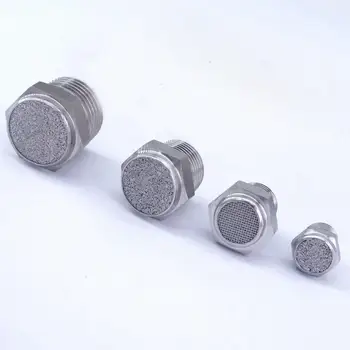 

304 Stainless 1/8" 1/4" 3/8" 1/2" 3/4" 1" 1-1/2" BSP Male Flat Cylinder Pneumatic Silencer Vent Muffler Connectors 0.1-4Mpa