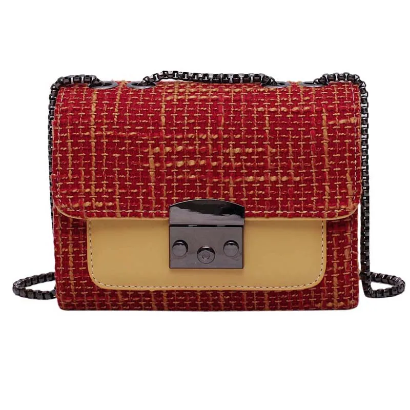 

Ladies retro bag 2019 new fashion contrast small square bag Joker lock chain shoulder Messenger bag