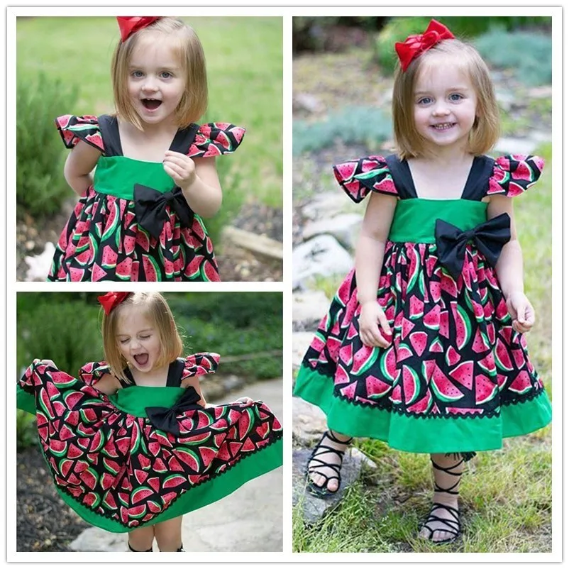 Cotton Baby Girl Beach Dress Children's Festival Costume Little Girls Princess Bow Dresses Summer Watermelon Dress Wholesale.jpg