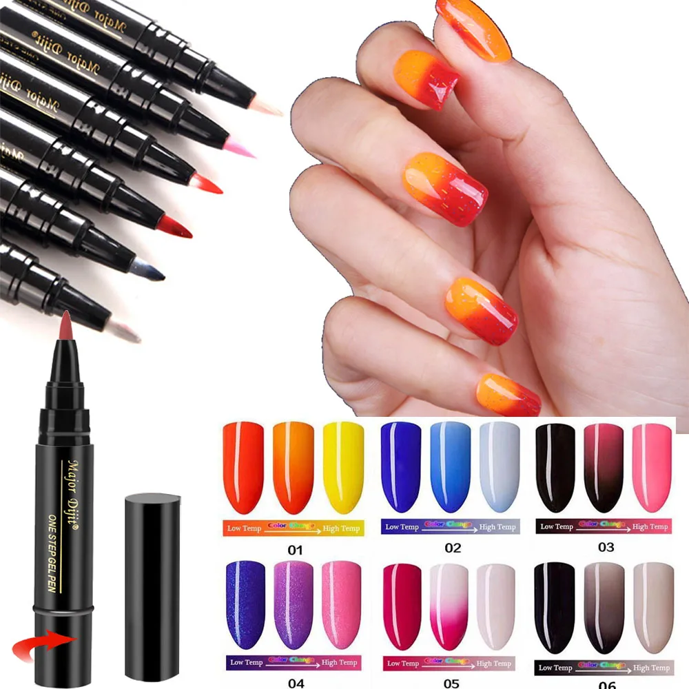 

3 in 1 Nail Polish Pen Temperature Change One Step Polish 3 in 1 Nail Polish Pen Long-lasting LED UV Lamp Lacquer Varnish