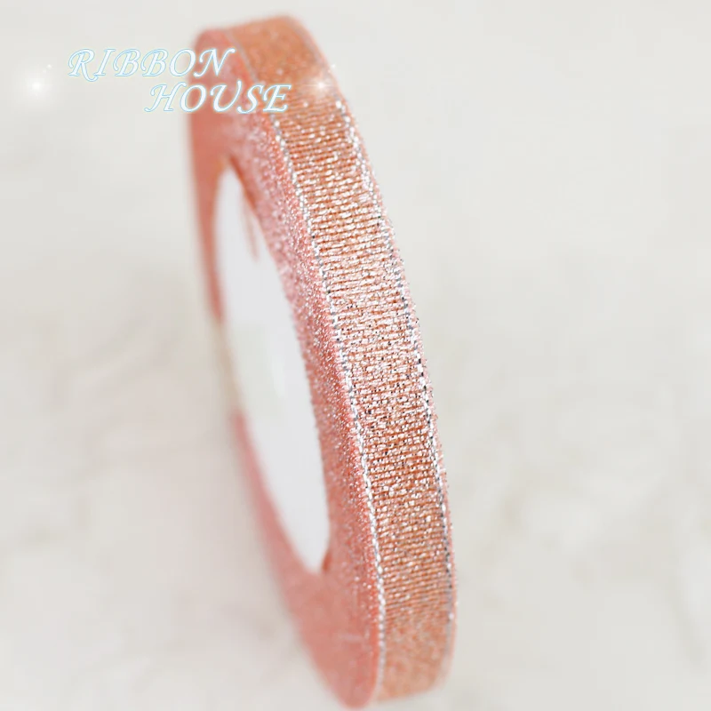 Flesh Pink Metallic Glitter Ribbon - Vibrant Gift Packaging Ribbon Wholesale (25 Yards/Roll, Multiple Widths Available)
